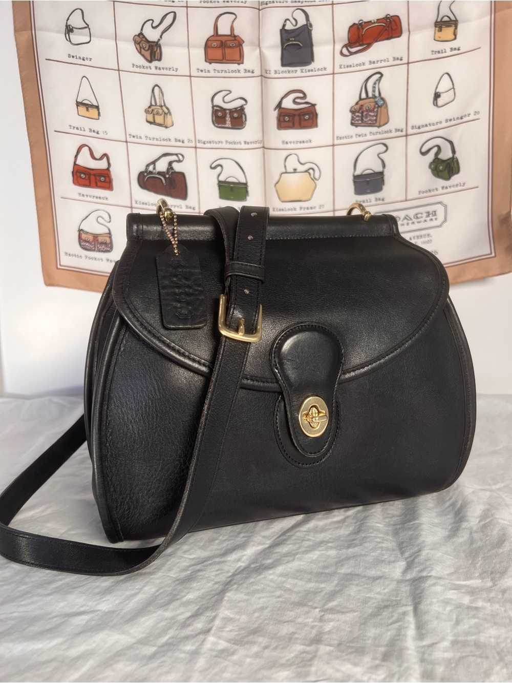 Vintage Coach Black Leather Logan Bag 9907